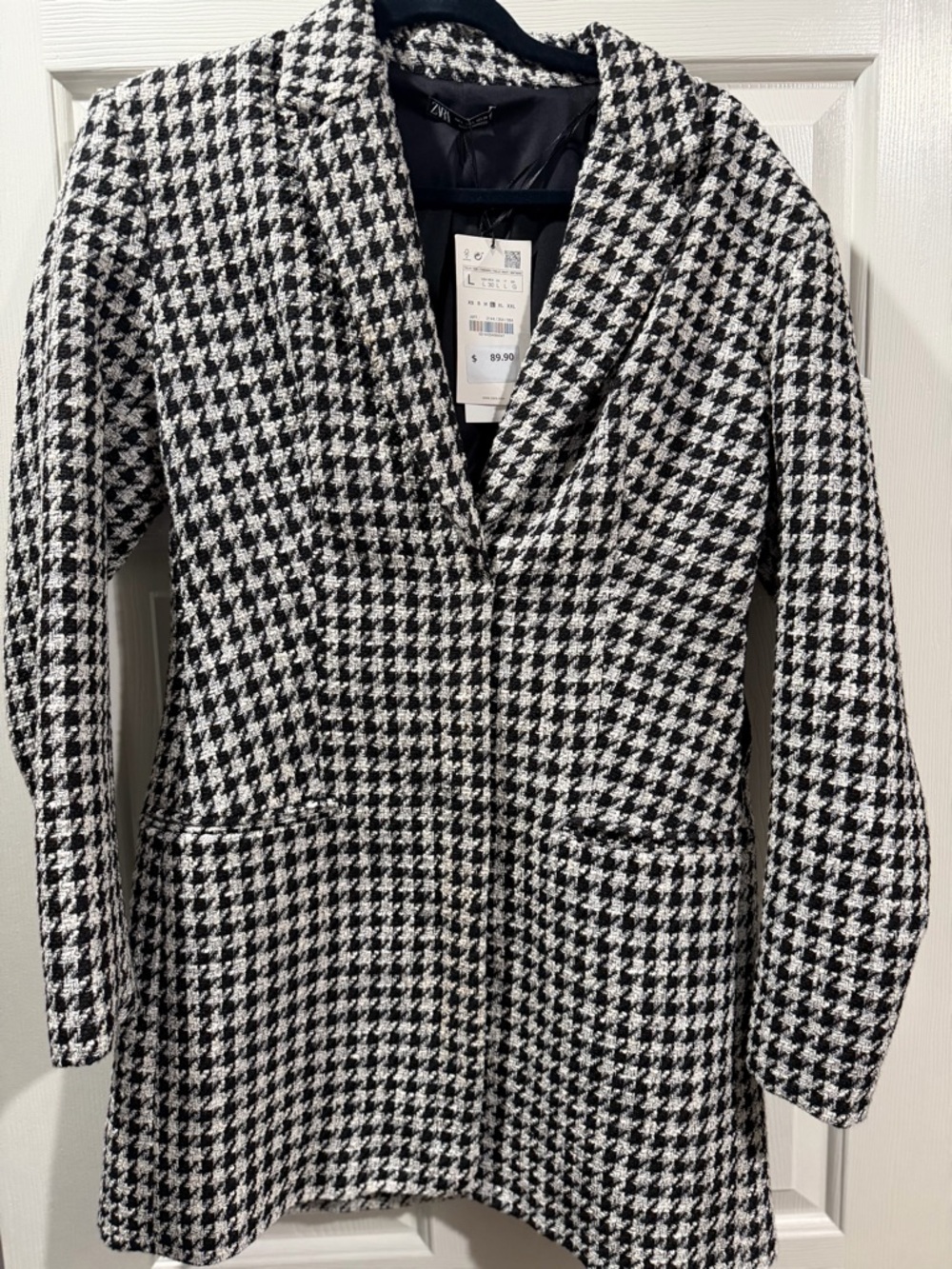Zara Black and White Houndstooth Blazer Dress
